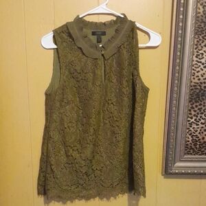 Sleeveless Lace Top in Olive Green